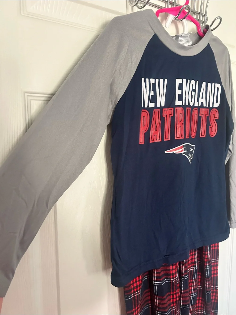 Kids, NFL New England Patriots, Navy, Gray & Red Pajama Set, Pants, XS